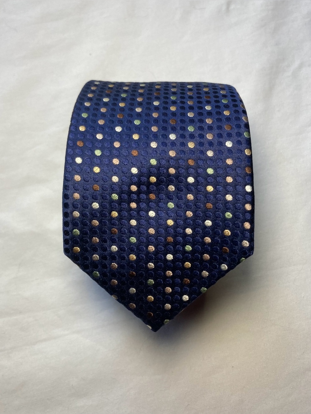 Eton Mens Silk Blue Multicolor Polka Dot Necktie 3.25 x 58 Made In England